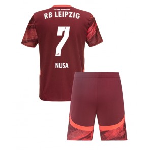 RB Leipzig Antonio Nusa #7 Borta Kläder Barn 2024-25 Kortärmad (+ Korta byxor)